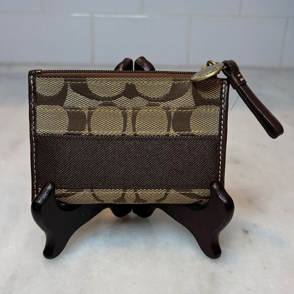 Coach Wallet Jacquard Signature Logo Stripe Legacy Sateen Interior Card Holder - Picture 1 of 10